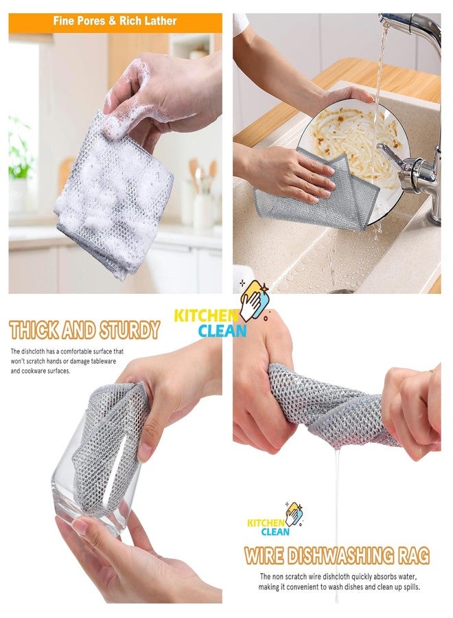 Kitchen Clean™ 6 Pcs Multipurpose Steel Scrubber for Kitchen | Wire dishwashing Rags | Latest Kitchen Cleaning Wire dishwashing Cloth | Steel Juna Scrubber for Utensils, Dish wash Cloth (Pack of 6) - Image 4